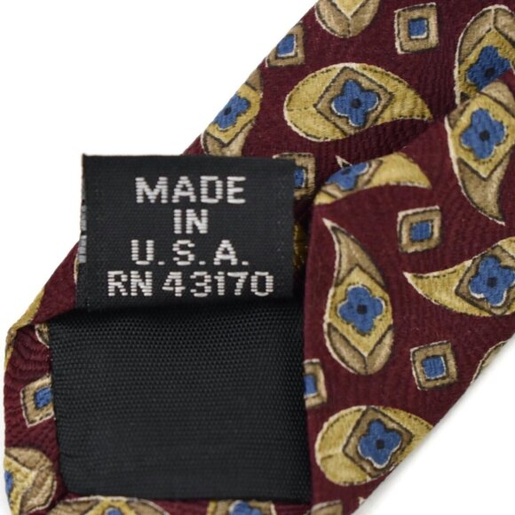 Vintage Geoffrey Been Mens Tie Necktie Silk Paisley Brown USA From Crowleys New - Picture 8 of 8